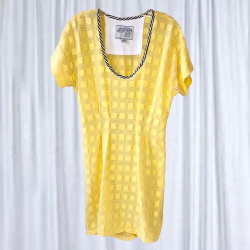 Ace & Jig Yellow Textured Square Jacquard Short Dress XXS Cotton Anthropologie - Picture 6 of 13